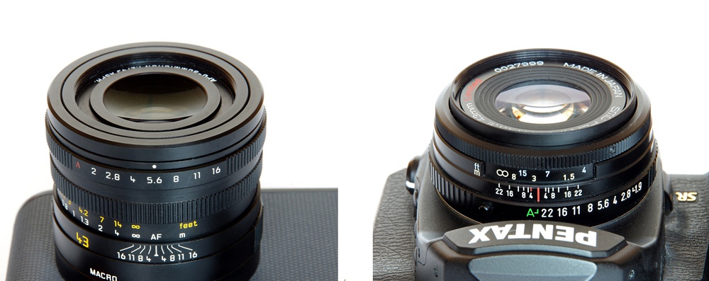Leica and Pentax 43mm side by side