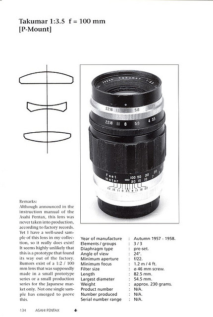 生産数-約129本- 非売品　takumar 100mm f3.5 m42 最新 takumar 非売品 生産数-約129本- 100mm m42 f3.5 レンズ(単