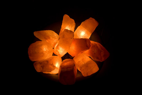 Lamp made of Himalayan salt rock