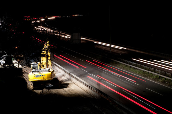 Digger on the motor way