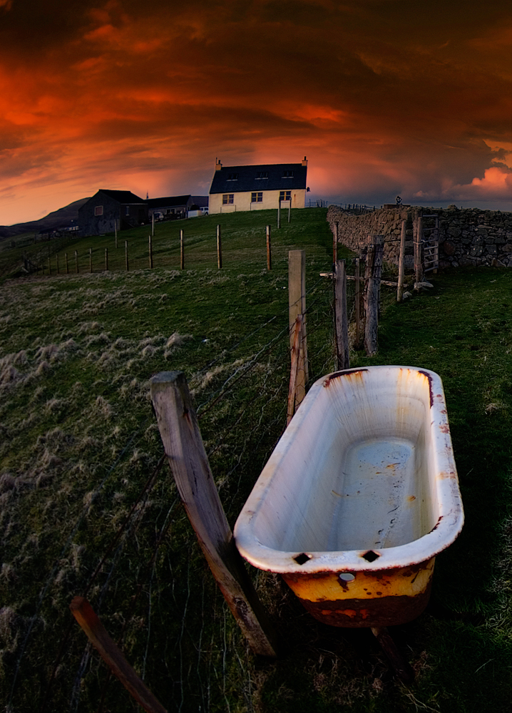 Old bath at sunset, Fair Isle