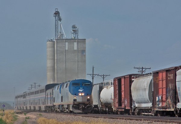 Amtrak #6 Meets A Freight Train