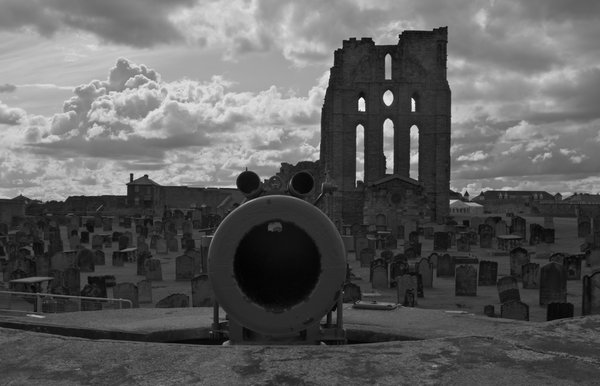 Looking down a gun B/W Version