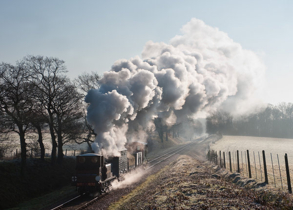 Early winter morning freight train