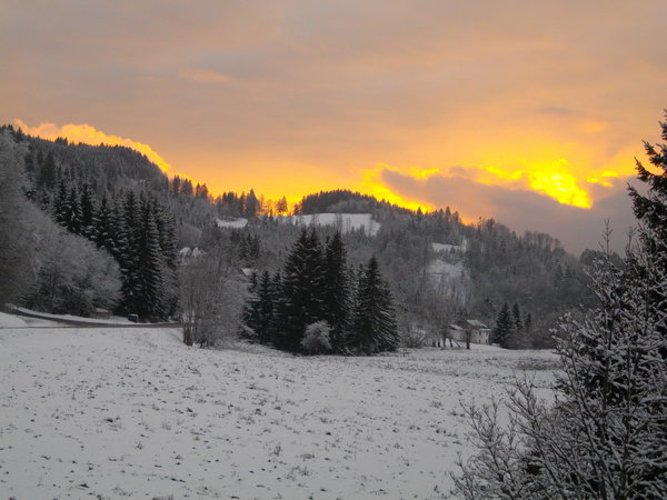 Sunset on the snow