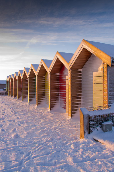 Beach Huts Blyth in Snow 3