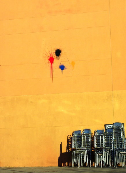 Side Wall with Splashes of Colour and Chairs