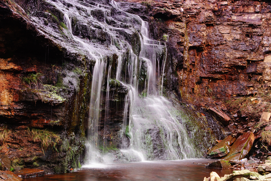 Red rock waterfall