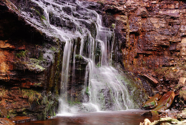 Red rock waterfall