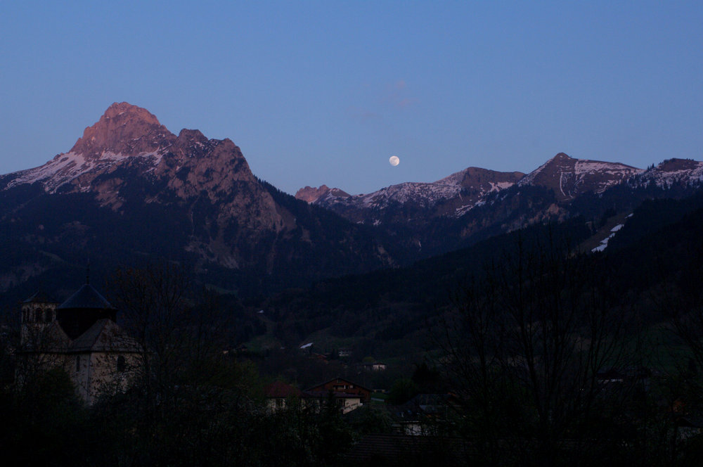 Moonrise over Bernex, Haute Savoie, France