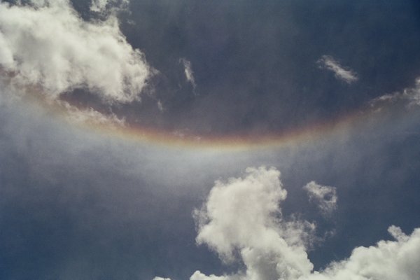 Rainbow over the rocky high altitude desert.