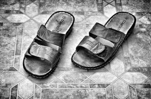 Sandals on Tiles