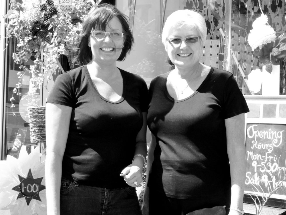 Dawn and Shelia in black and white