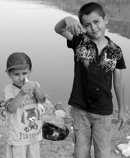 Posing with fish