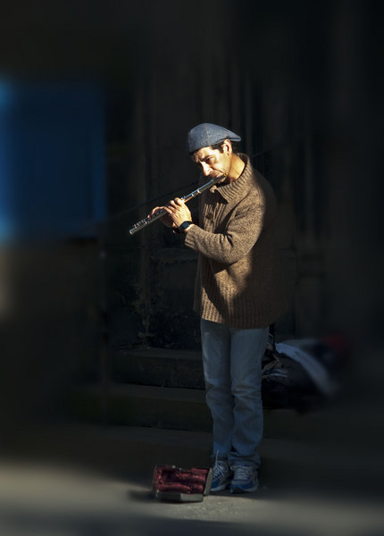A busker in Edinburgh