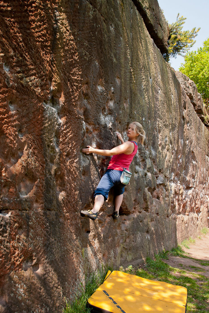 Emily climbing at Pex Hill, Cheshire