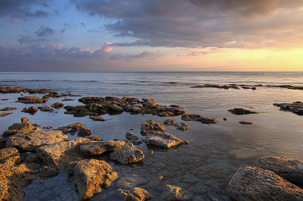 sunset on rocks