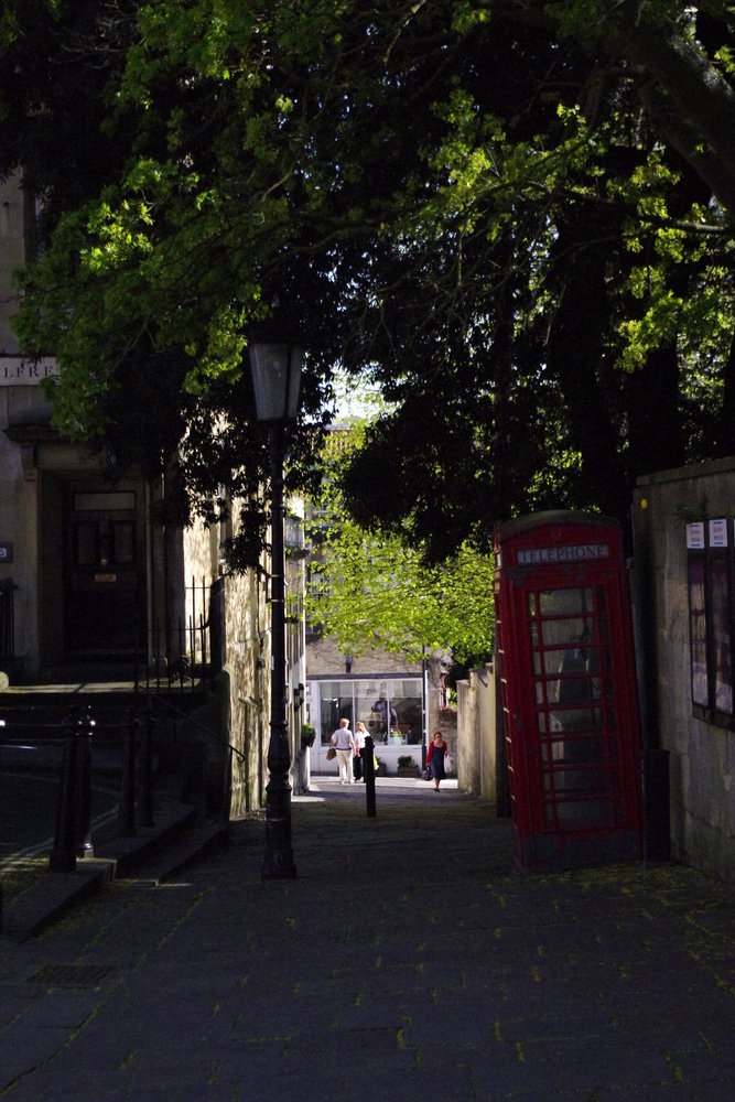 Leaning phone box of Bath