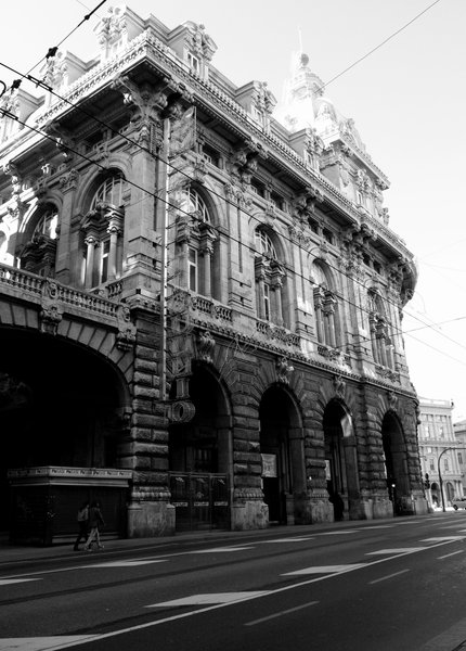 via Settembre, Palazzo della Borsa building in Genova