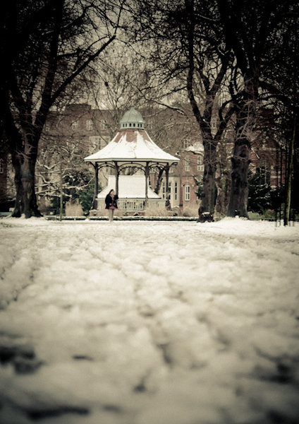 Park pathway and bandstand