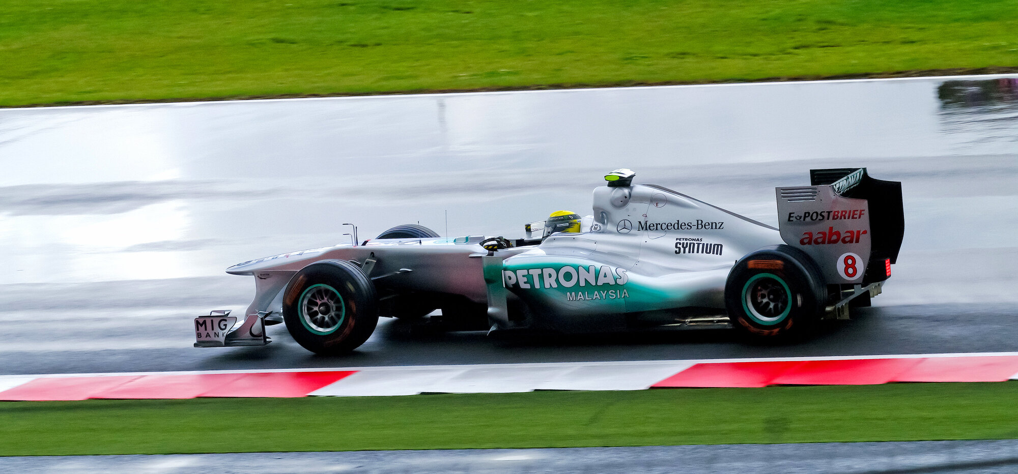 Mercedes in the wet