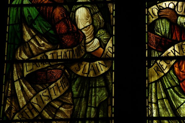 Stained glass detail in Bakewell Church