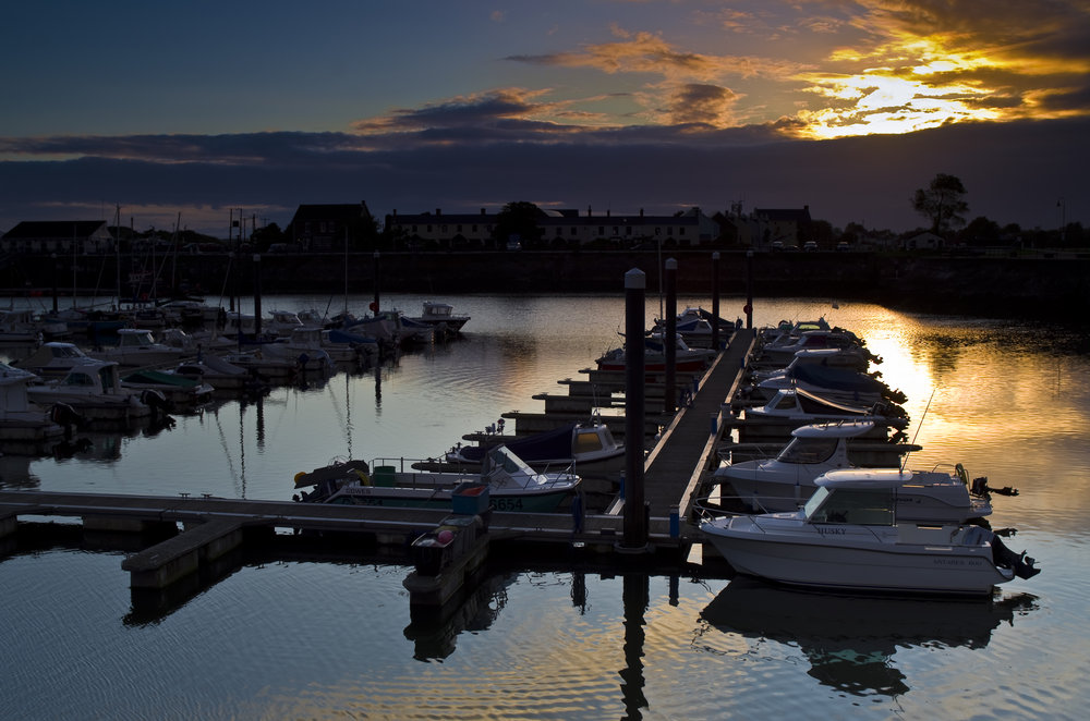 Burry Port harbour at sunset