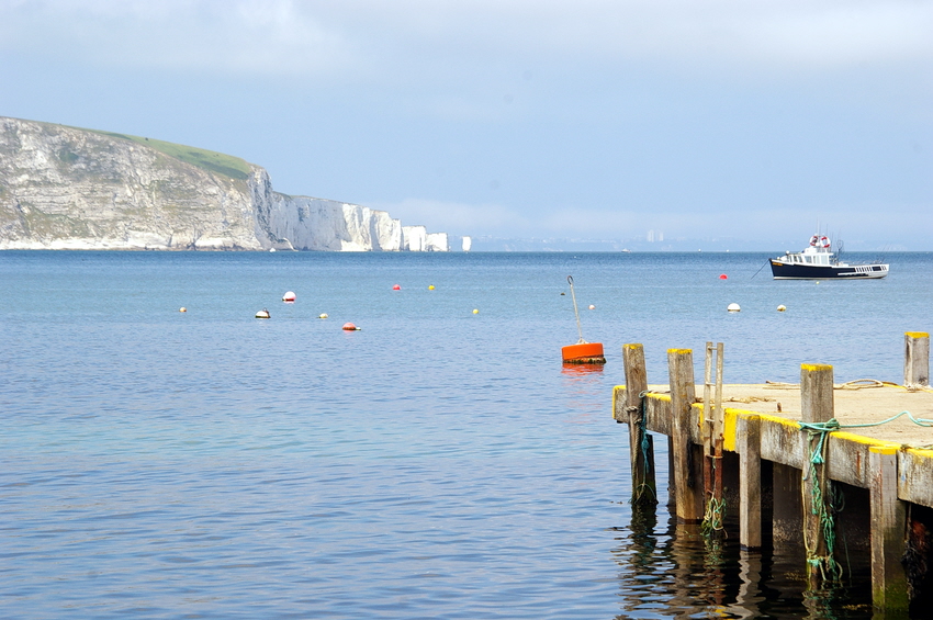 Old Harry rocks from Swanage bay