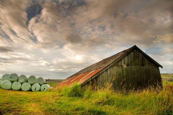 Barn and bales