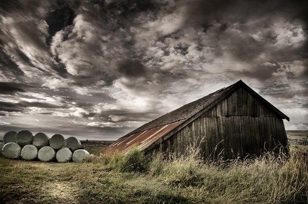 Barn and bales