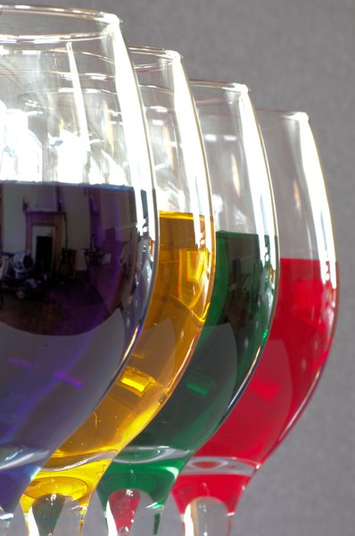 More Coloured Water In Wine Glasses.