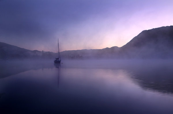 Yacht in Dawn Mist