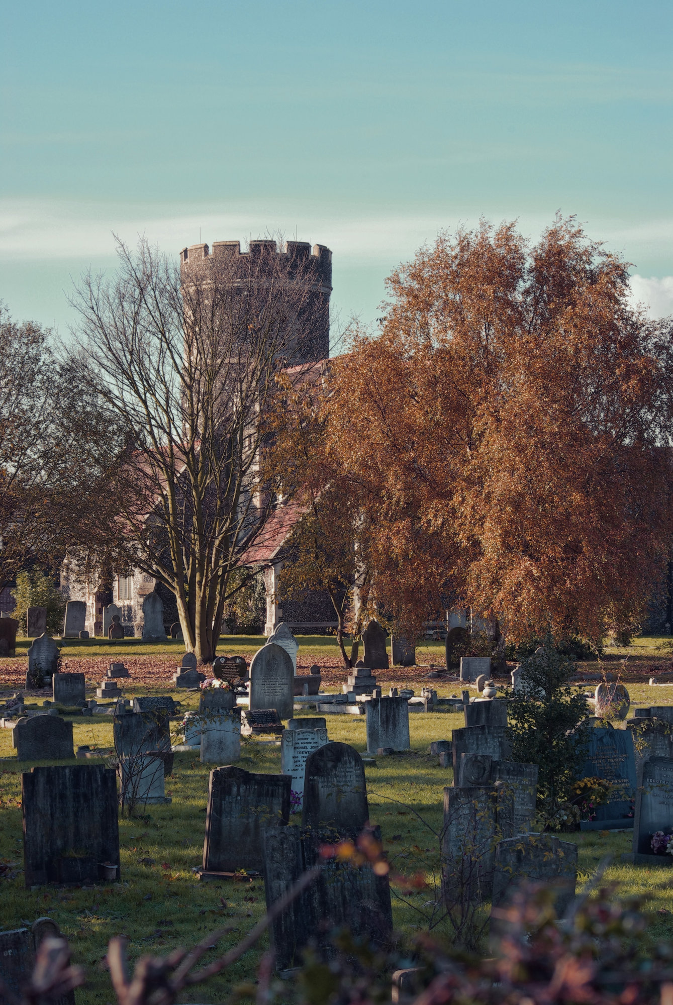 Across the church yard