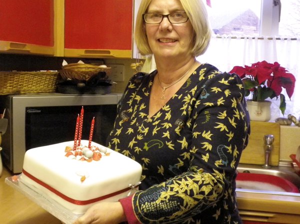 My friend Lorraine and her Christmas Cake.
