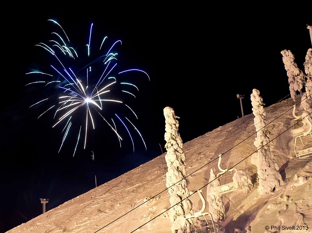 Fireworks on the ski slope