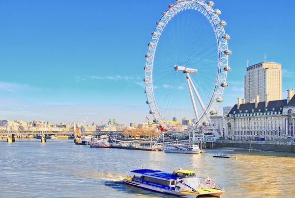 County Hall and the Wheel from Westminster Bridge