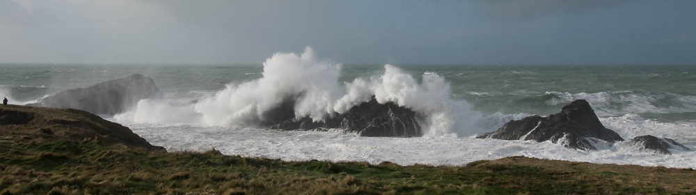 Huge storm wave, Cornwall