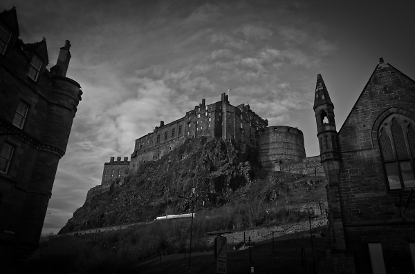 Edinburgh Castle seen from Grassmarket