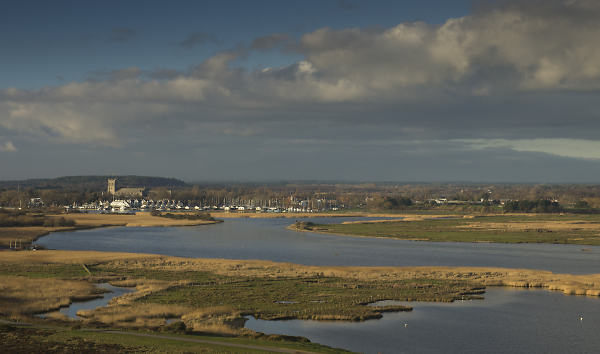 Winter afternoon sunshine across Christchurch Harbour