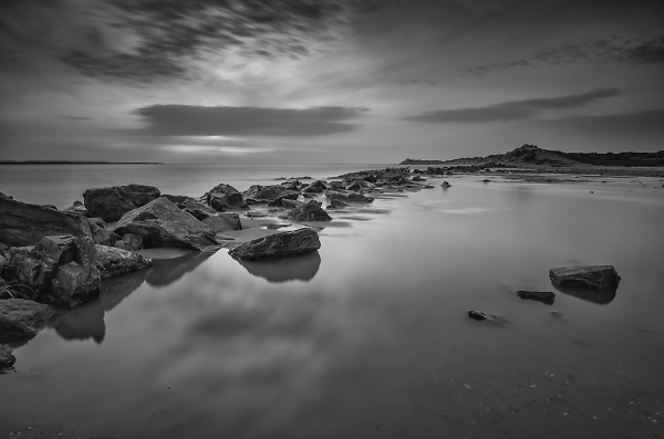Braunton Burrows just before sunset this evening as the high tide reached its peak.