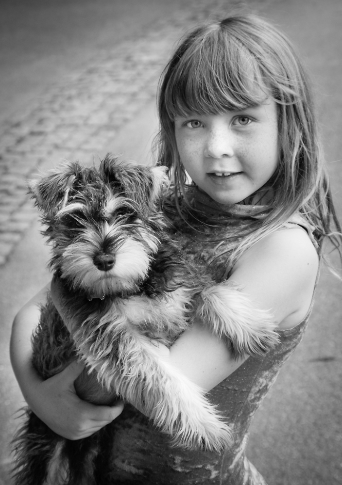 Girl and her puppy