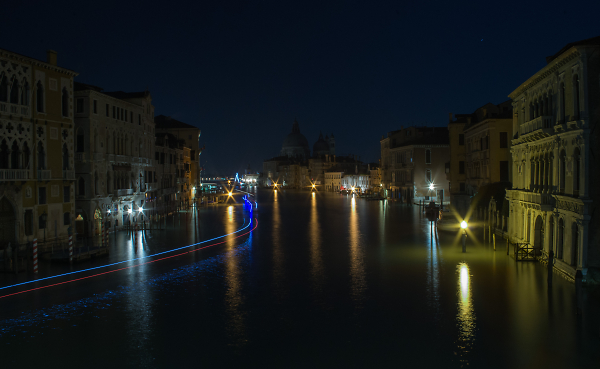 The Grand Canal from the Accademia Bridge at night