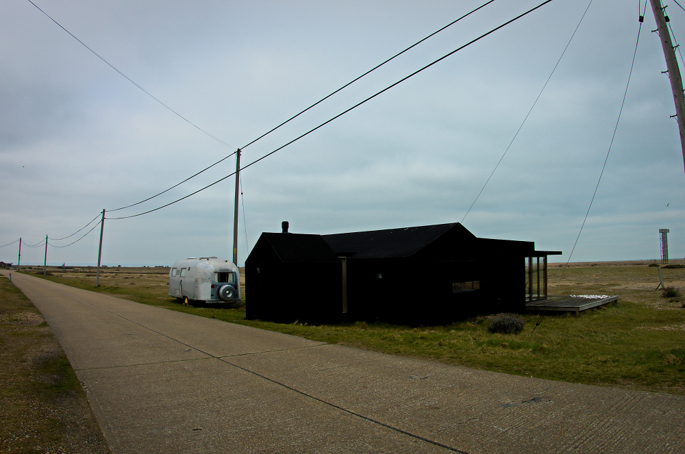 Beach hut and caravan