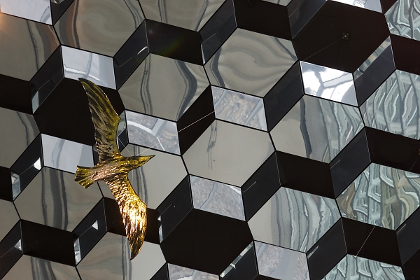 Glass bird against a glass sky