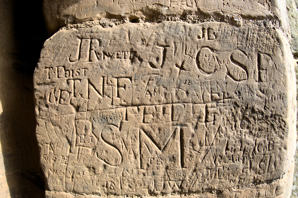 Graffiti set in stone