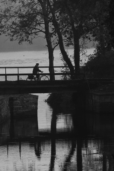 riding on bridge