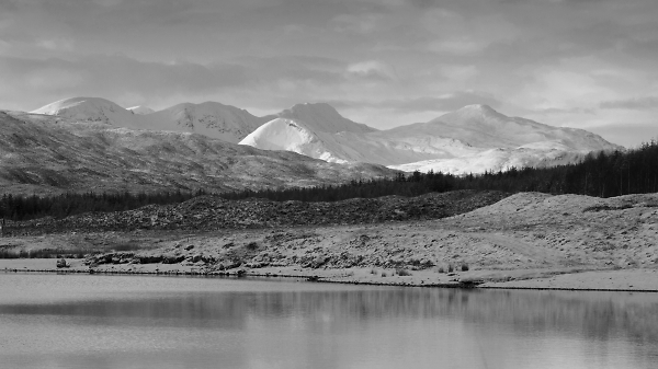 Loch a' Chroisg looking towards Torridon b+w