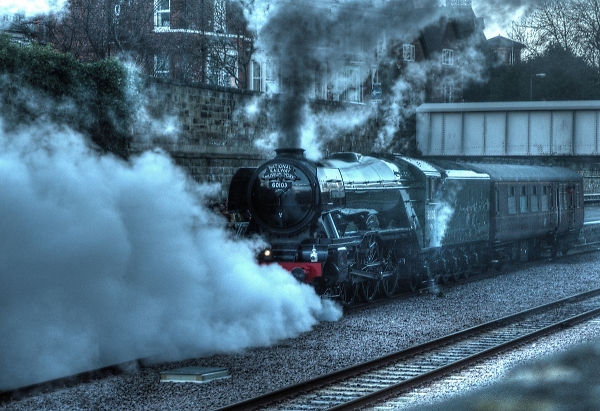 Flying Scotsman Loco Departing Scarborough 23 Feb 2016