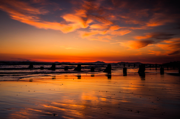 Sunset over Barmouth Beach