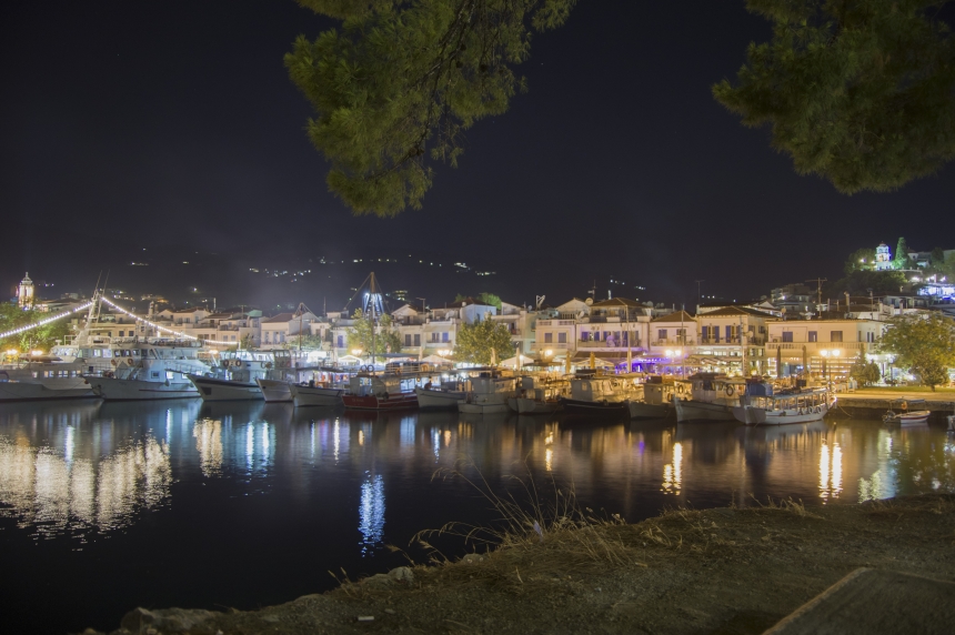 Skiathos city by night